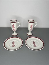 Loubat New Orleans Cafe Brulot Flaming Devil Diablo Demitasse Cups & Saucers Lot picture