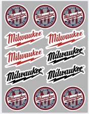 24x Milwaukee Tool Logo Stickers 2 SETS Die Cut PREMIUM QUALITY picture