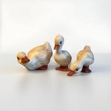 Vintage 1987 Hand Painted Ceramic Duck Figurines Set of 3 Farmhouse Decor picture