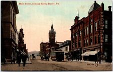 Butler PA Main St South Troutmans Shops People Streetcar 1900's Vintage Postcard picture