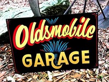 Vintage CHEVY Oldsmobile Garage Hand Painted HOT RAT ROD SHOP SIGN Pinstriped picture