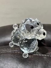 Clear Faceted Cut Glass Crystal Poodle Dog Figurine Black Eyes & Nose GIFT Idea picture