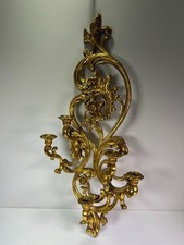 Vintage 1968 Syroco Homco 5-Arm Ornate Gold Plastic Wall Sconce #4049 Made USA picture