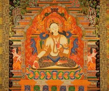 Wonderful Rare Nepal Vintage Old Buddhist Hand Painted White Tara Thangka Tangka picture