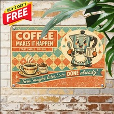 Vintage Coffee House Brewing Recipe Cafe Diner Kitchen Decor Metal Sign 8x12 picture