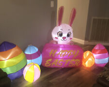 8ft Easter Inflatable Decorations Bunny With Eggsbuildin Led Lights Holiday Blow picture