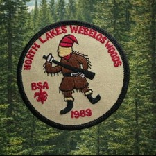 VTG Boy Scouts of America Patch North Lakes Minnesota Webelos Woods 1989 3 x 3 picture
