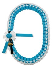 IndieCraft Grosgrain 2026 Ribbon Graduation Leis-Turquoise blue & White picture