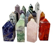 11 Lbs (5kg) Lot Of 17 Crystal Towers Polished Mixed Materials 7.5”-3.5” picture