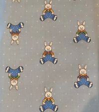 VIP Cranston Print Bunny Wearing Blue Overalls Easter Blue Polka Dots 44x46” picture