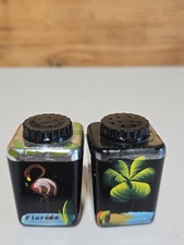Vintage Steri-lite Florida Salt and Pepper Shakers Plastic Flamingo Palm Tree picture
