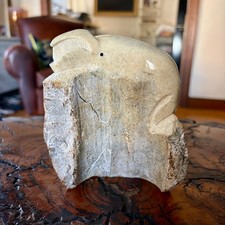 Inuit Art Authentic Fossilized Whale Carving Bowhead Whale Sculpture 6