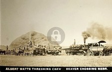 Albert Watts Threshing Crew Beaver Crossing Nebraska RPPC Photo Postcard COPY picture