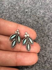 Native American Zuni  sterling Silver 925 petit point opal  earrings Vtg picture