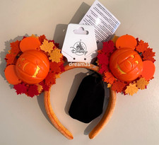 Disney Parks Mickey Mouse Light-Up Jack-o'-Lantern Wreath Pumpkin Ears Headband picture