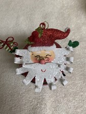 Pier 1 One VTG Santa Claus Glasses Beard CHRISTMAS Glitter Ornament RARE VGUC picture