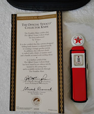 Franklin Mint Texaco Gas Pump Collectors Pocket Knife With Case NOS picture