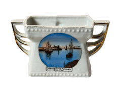 HARBOR BOAT - MICHIGAN CITY INDIANA IN Antique Souvenir China Dish TRINKET picture
