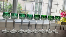 Set of 8 Baccarat Green Wine from 1930s;