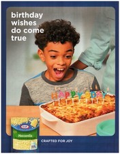 2022 Kraft Natural Cheese Print Ad, Mozzarella Lasagna Birthday Cake Candles picture