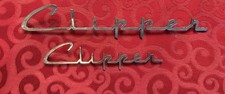 2 Original Vintage 1955 Packard “Clipper”Chrome Script Hood Emblems 9” & 14” picture