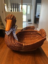 Vintage Brown Wicker Duck Goose Basket Bird 7