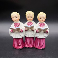 Vintage Choir Boys Figurine Trio Japan Hand Painted Christmas Decor Ceramic  picture