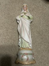 Antique German Bisque Porcelain Sacred Heart of Mary Statue Figurine 10.25
