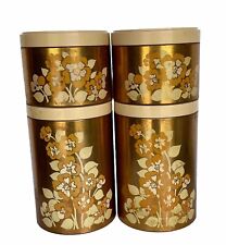Vintage Cheinco Copper Flower Set of 4 Canister Set c 1960's - 70's picture