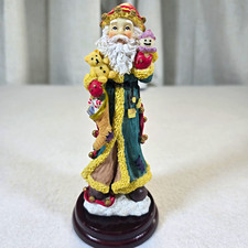 Santa Claus Christmas Resin Figurine Wood Base Painted 3D Effect 5 in Folk Art.. picture