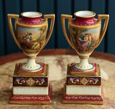 Antique Royal Vienna Style Kaufmann Hand-Painted Miniature Vases, Porcelain Urn picture