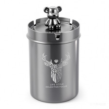 Stainless Steel Car Ashtray with Lid - Smell Proof, Detachable, Fits Cup Holders picture