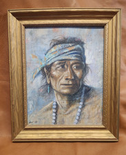 Allen Bahe Original Oil On Board Navajo Painting Navajo Man picture