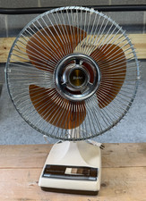 Vintage Lasko 12” Oscillating Fan Galaxy Amber Brown Blades Type 12-1 Table Desk picture