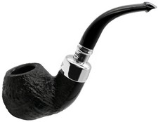 Peterson System Spigot Sandblast Finish Silver Mounted Large Bent Apple Pipe 302 picture