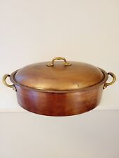 Vintage Italian Copper Oval Casserole Pot, w/ Lid, Made in Italy picture