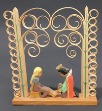 Vintage Erzgebirge Expertic Cinderella With Prince Wooden Figurine picture