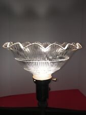 NOS VINTAGE Holophane style Ruffled Glass Shade Ribbed scalloped  2-1/4 fitter picture