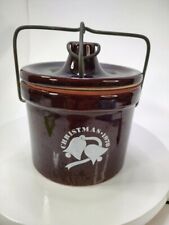 Vintage 1978Christmas Cheese Crock From Kave Kure 36o/z With Locking Lid picture