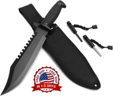 Cuchillo De Rambo Caza Supervivencia Tactico Con Funda De Combate Militar Nuevo picture
