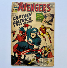 Avengers 4 Marvel 1964 1st Silver Age Captain America, est FR complete copy picture