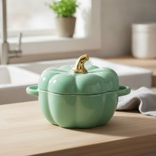Stylish Pumpkin-Shaped Ceramic Dutch Oven with Lid - Perfect Gift for Home Chefs picture