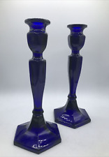 COBALT BLUE Glass Candle Holders appx 10.25