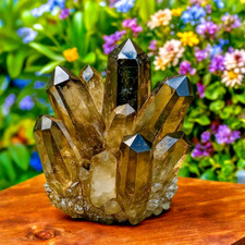 2025New Find Large Smoky Quartz Crystal Cluster Healing Crystal Decor 350-400G picture