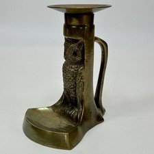 B&H Bradley Hubbard Brass Owl Chamberstick Candle Holder Bobeche c1910 Antique picture
