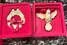 Royal Albert Old Country Roses Christmas Ornaments Set NIB Dove of Peace Wreath picture