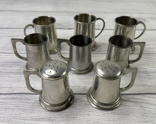 Vintage Stieff Pewter Miniature Tankard Mugs Shakers Lot of 8 Sheffield England picture