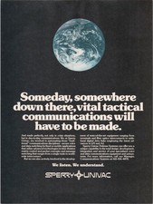 Sperry Univac Vintage Print Ad Tactical Communications Earth 1981 picture