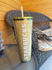2024 STARBUCKS Holiday Metallic Gold  Quilted Venti Tumbler Cold Cup  24 oz NEW picture