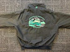 VTG 90s Sportsmaster Polarfleece Burlington Northern Railroad L Bomber Jacket picture